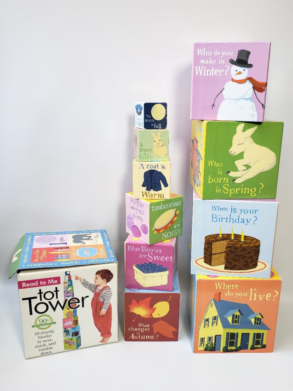 eeBoo Read to Me Tot Tower Set 10 Nesting Stacking Blocks Saxton Freymann Illust